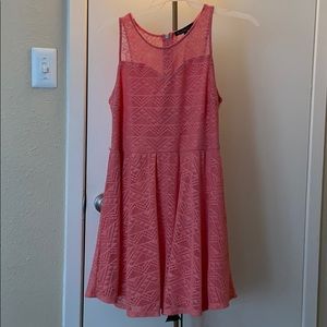 Pink lace dress with sweetheart neckline